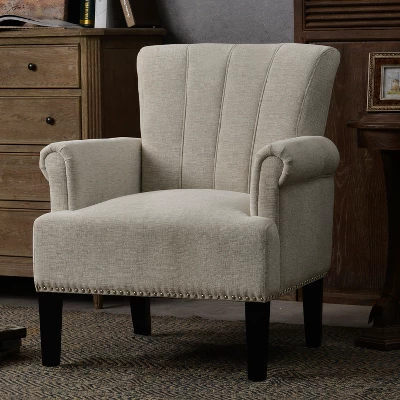 Accent Rivet Tufted Polyester Armchair-ModernLuxe - Image 7
