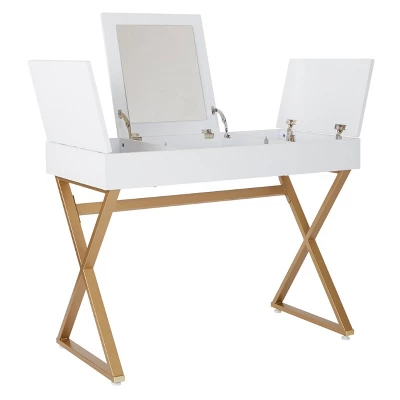 Juliette Vanity Desk Gold Legs With Top White - OSP Home Furnishings