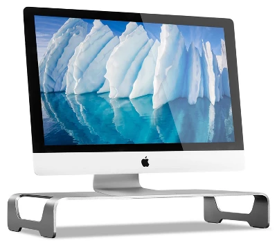 Mount-It! Aluminum Monitor Stand For IMac - Metal Monitor Stand Desktop Organizer W/ Keyboard Storage - Universal Monitor Riser For PC & Laptop