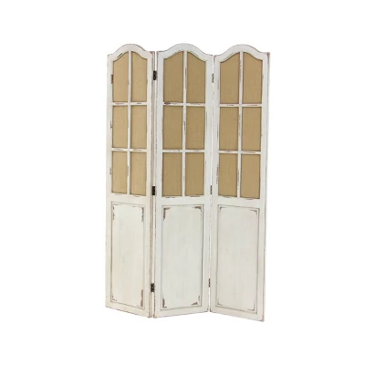 Farmhouse Wood Room Divider Screen Beige - Olivia & May - Image 4