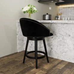 Dulcie Wood And Upholstered Swivel Counter Height Barstool Black - Hillsdale Furniture