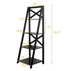 Costway 4-Tier Ladder Shelf Bookshelf Bookcase Storage Display Leaning Home Office Decor