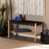 Cadmus Rustic Wood Bench Black/Oak Brown - Baxton Studio