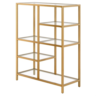 42" Tall Brass Finish Bookcase - Henn&Hart - Image 3