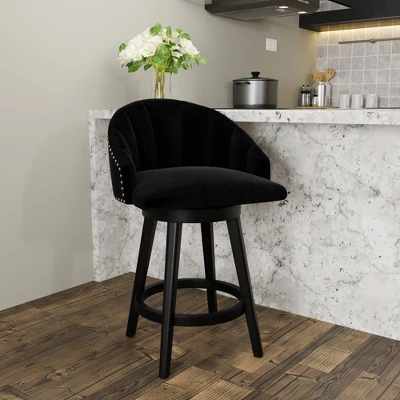 Dulcie Wood And Upholstered Swivel Counter Height Barstool Black - Hillsdale Furniture - Image 10