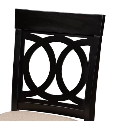 Set Of 2 Verina Upholstered Wood Counter Height Barstools Sand/Espresso - Baxton Studio - Image 5