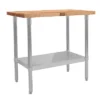 John Boos High-Quality Maple Wood Top Work Table With Adjustable Lower Shelf, 36 X 24 X 1.5 Inch, Galvanized Steel
