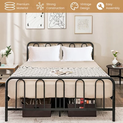 Costway Stylish Queen Size Metal Bed Frame Platform Bed Base W/ Headboard & Footboard - Image 8
