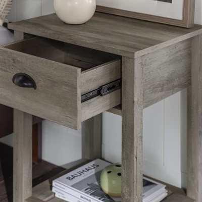 June Rustic Transitional Square Nightstand With Lower Shelf - Saracina Home - Image 8