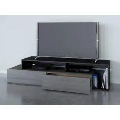 Damask TV Stand For TVs Up To 80" Bark Gray/Black - Nexera