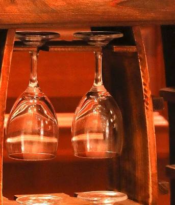 Vintiquewise Decorative Wooden 8 Bottle Rustic Wine Rack With Glasses Holder - Image 4