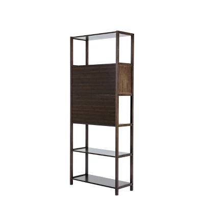 Selma Bamboo Bookcase Left Facing Spindle Cabinet - Boraam - Image 2