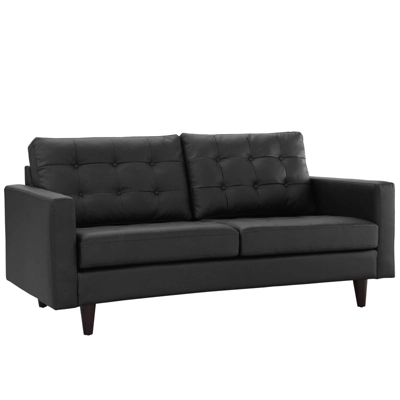 Empress Bonded Leather Loveseat Black - Modway