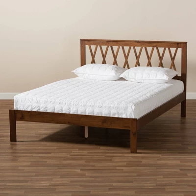 Queen Malene Wood Platform Bed Walnut - Baxton Studio - Image 6