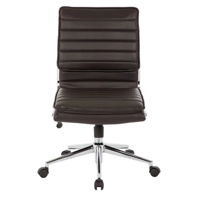 Armless Mid Back Manager's Faux Leather Chair With Chrome Base - OSP Designs