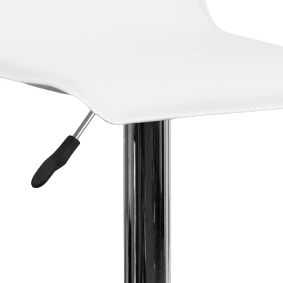 Emma And Oliver 2 Pack Contemporary Vinyl Adjustable Height Barstool With Solid Wave Seat And Chrome Base - Image 5