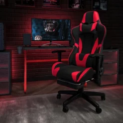 Flash Furniture Gaming Desk And Footrest Reclining Gaming Chair Set With Cup Holder And Headphone Hook