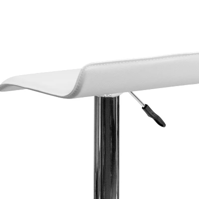 Emma And Oliver 2 Pack Contemporary Vinyl Adjustable Height Barstool With Solid Wave Seat And Chrome Base - Image 6