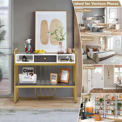 Costway Console Table With Drawer Storage Shelf Wide Tabletop Modern For Entryway - Image 6