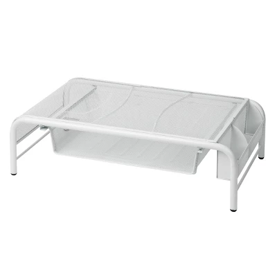 Mind Reader Mesh Monitor Stand With Drawer White - Image 4