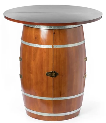 Vintiquewise Wine Barrel Round Table Wine Storage Cabinet - Image 2