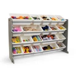 XL Toy Organizer With 20 Bins Inspire Collection Gray/White - Humble Crew