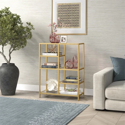 42" Tall Brass Finish Bookcase - Henn&Hart - Image 6