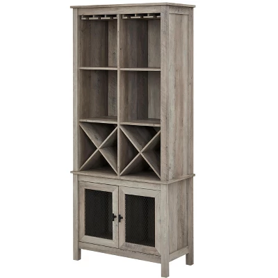 Home Source Mahogany Bar Cabinet Bookshelf With Wire Mesh Doors - Image 8