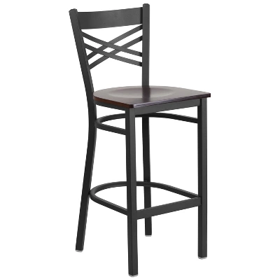 Emma And Oliver 2 Pack "X" Back Metal Restaurant Barstool - Image 5