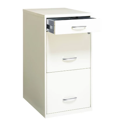 Space Solutions 3 Drawer Letter Width Vertical File Cabinet With Pencil Drawer Pearl White - Image 3