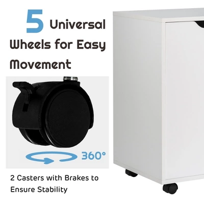 Costway 5-Drawer Dresser Chest Mobile Storage Cabinet W/Door, Printer Stand Home Office - Image 8