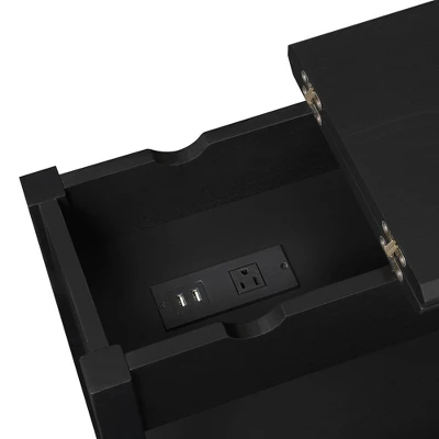 American Heritage Flip Top End Table With Charging Station And Shelf - Breighton Home - Image 4