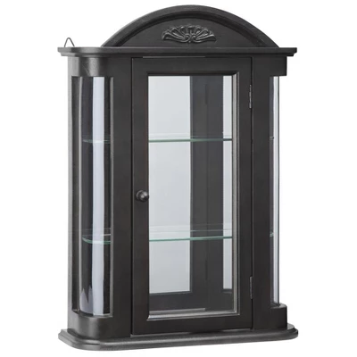 Design Toscano Rosedale Hardwood Wall Curio Cabinet: Ebony Black Finish - Image 5