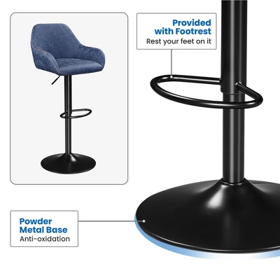 Yaheetech 2pcs Upholstered Height Adjustable Swivel Bar Stools Set - Image 5