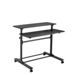 Tranzendesk Dual Level Standing Desk – 40" Mobile Height Adjustable Workstation – Black – Stand Steady