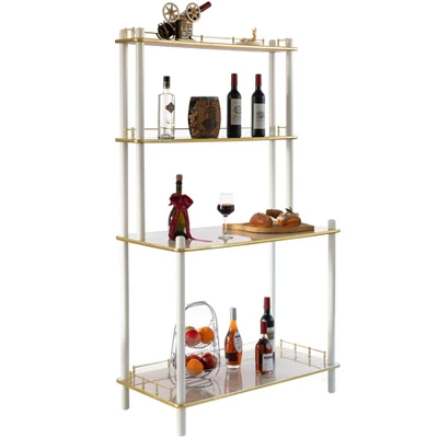 Fabulaxe Modern Display Wooden Console Bar Serving Table With 4 Tiered Open Shelves, For Bartender, Kitchen Or Wine Caller Room - Image 8