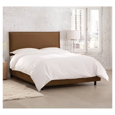 Arcadia Nailbutton Microsuede Bed - Skyline Furniture