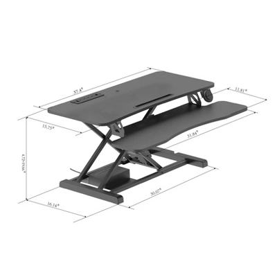 37.4" Electric Standing Desk Converter With AC USB Charger Black - Rocelco - Image 7
