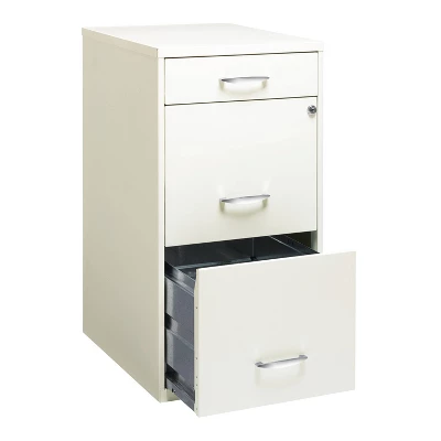Space Solutions 3 Drawer Letter Width Vertical File Cabinet With Pencil Drawer Pearl White - Image 4