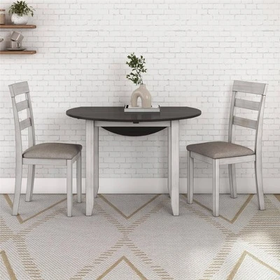 3pc Jacy Drop Leaf Round Dining Table And Chair Set Brown/Oyster - Room & Joy - Image 2