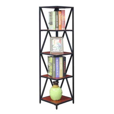 Tucson Metal 5 Tier Corner Bookcase - Johar Furniture - Image 2