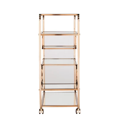 Marianne Mirrored Bar Cart Gold - Aiden Lane - Image 5