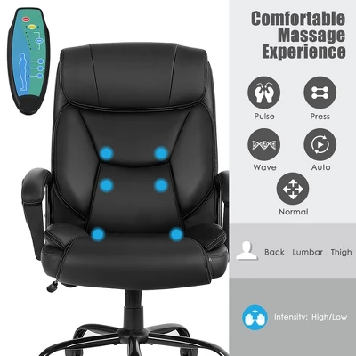 Costway Big & Tall 500lb Massage Office Chair E Xecutive PU Leather Computer Desk Chair - Image 5