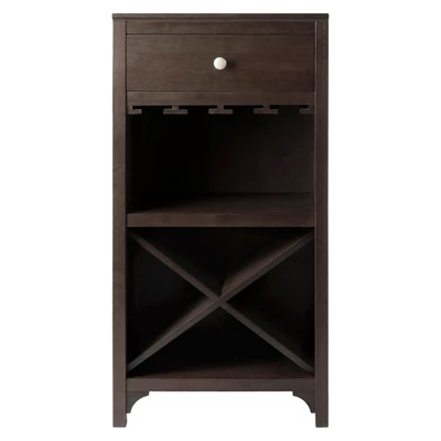 X-Shelf Drawer Wine Cabinet Wood/Coffee - Winsome