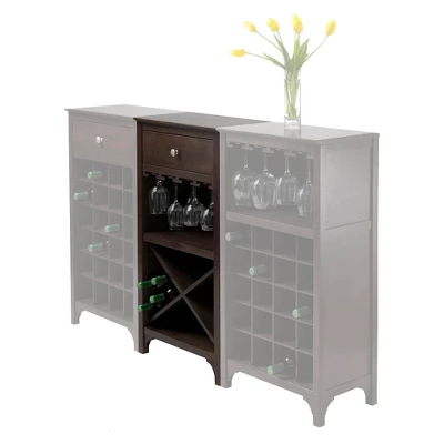 X-Shelf Drawer Wine Cabinet Wood/Coffee - Winsome - Image 5