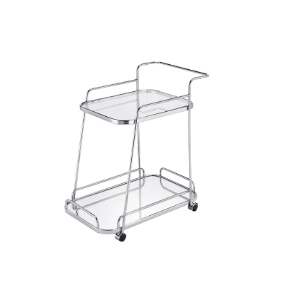 30" Aegis Clear Glass Serving Cart Chrome Finish - Acme Furniture - Image 2