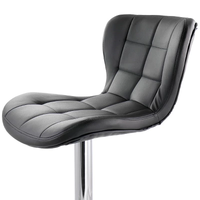 Elama 2 Piece Adjustable Faux Leather Bar Stool In Black With Chrome Base - Image 6