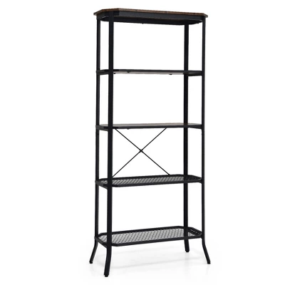 Costway 5 Tier Bookshelf Standing Storage Shelf Unit For Kitchen Living Room Office - Image 9