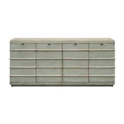 Betty 4 Door 4 Drawer Credenza With Cream Top Distressed Blue/Gray - Treasure Trove Accents