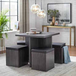 5pc Howard Dining Set With Storage Ottoman - Buylateral